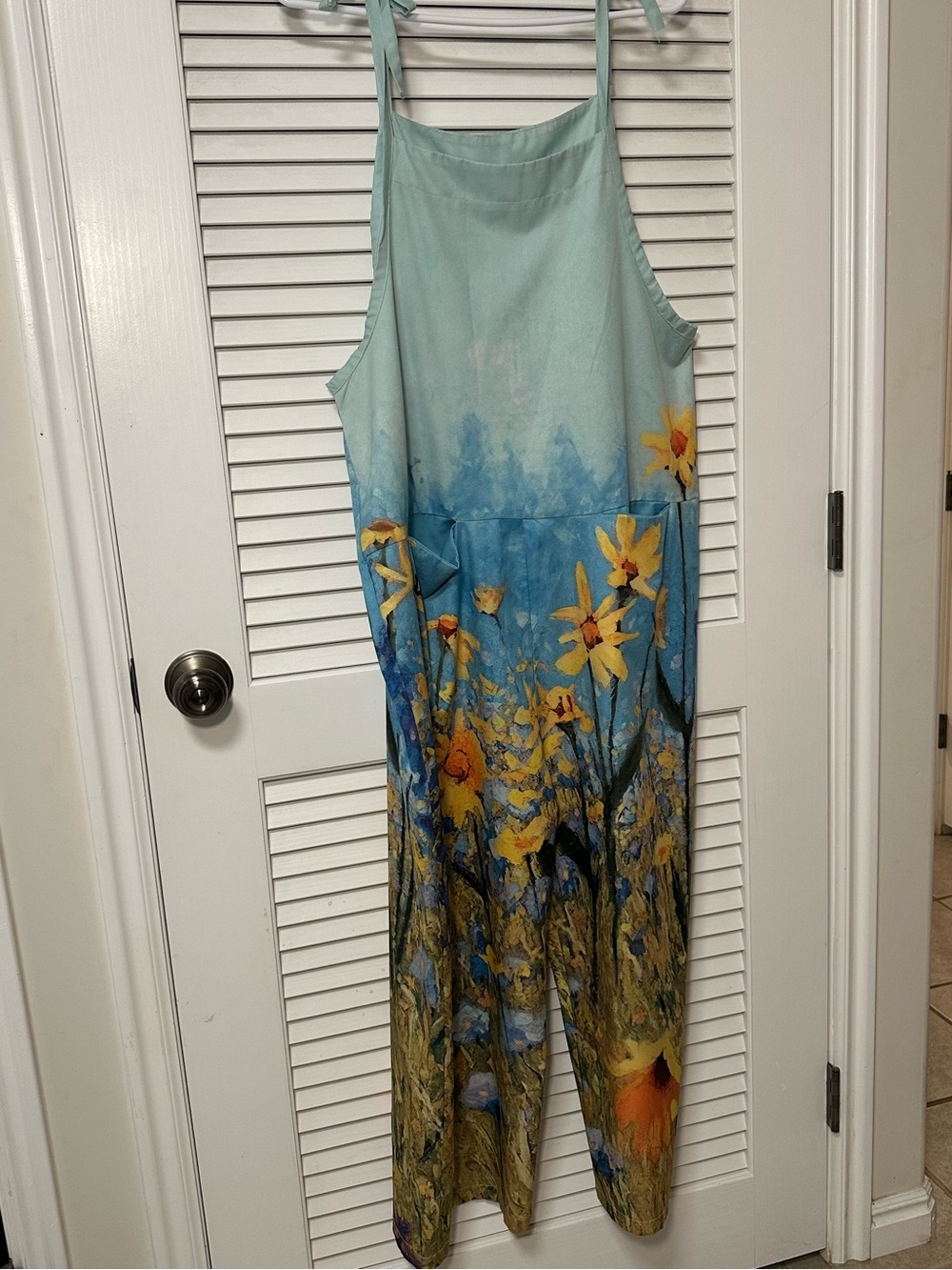 Bohemian and Artsy Impressionist Floral One-Piece Jumpsuit- L